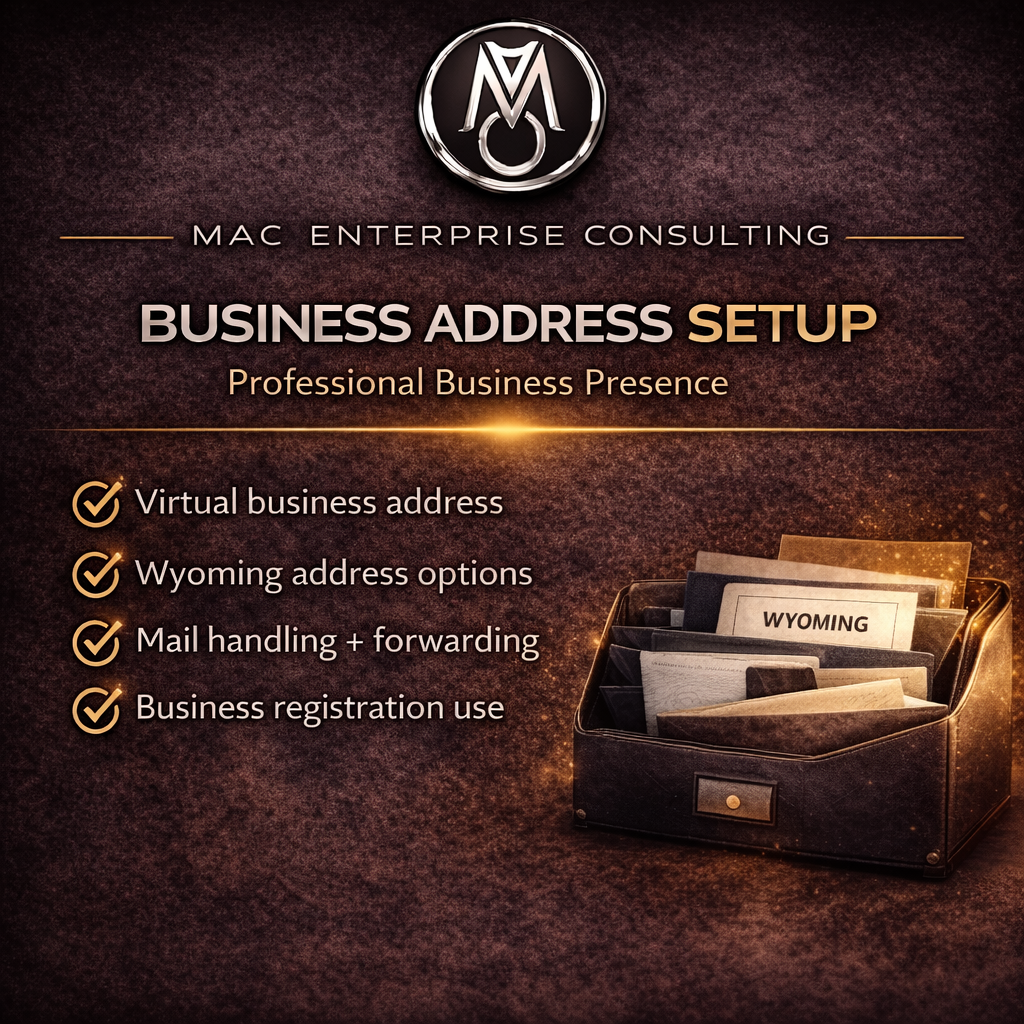 Business Address (Virtual/WY options)