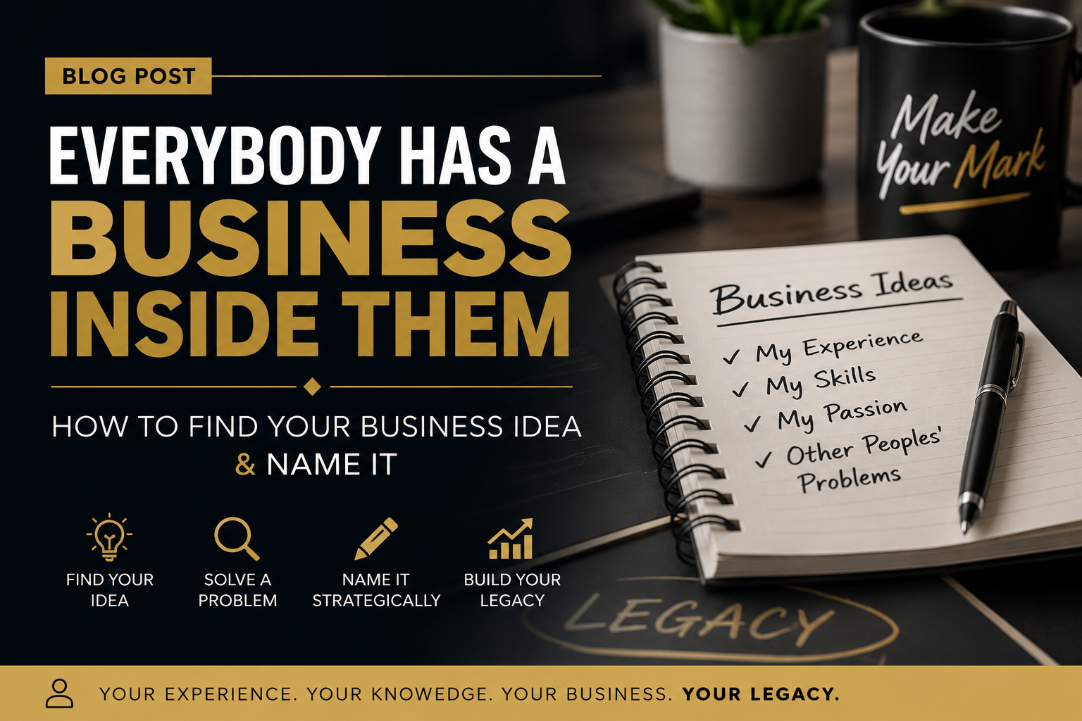 How to find your business idea and name your business by using your existing skills, experience, and knowledge to build a successful business and long-term legacy.